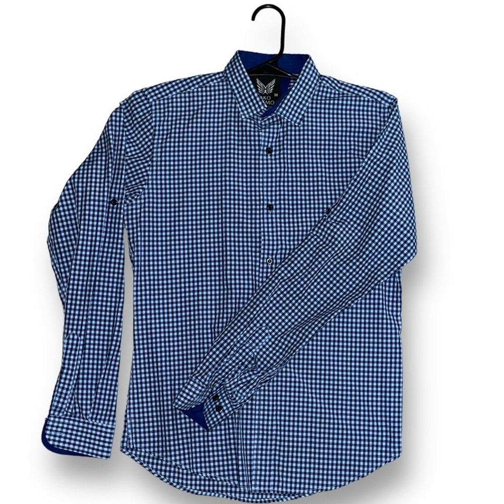 AKO MISMO a casual shirt blue  and white size M